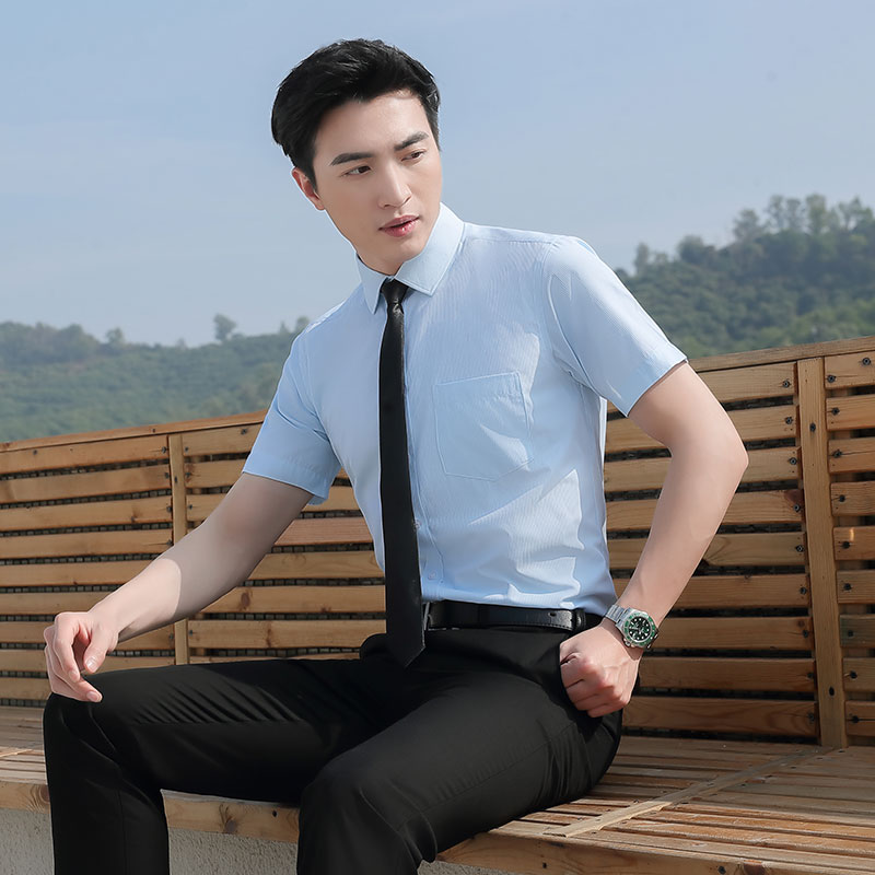 暗扣方领短袖衬衫（男）(图1)