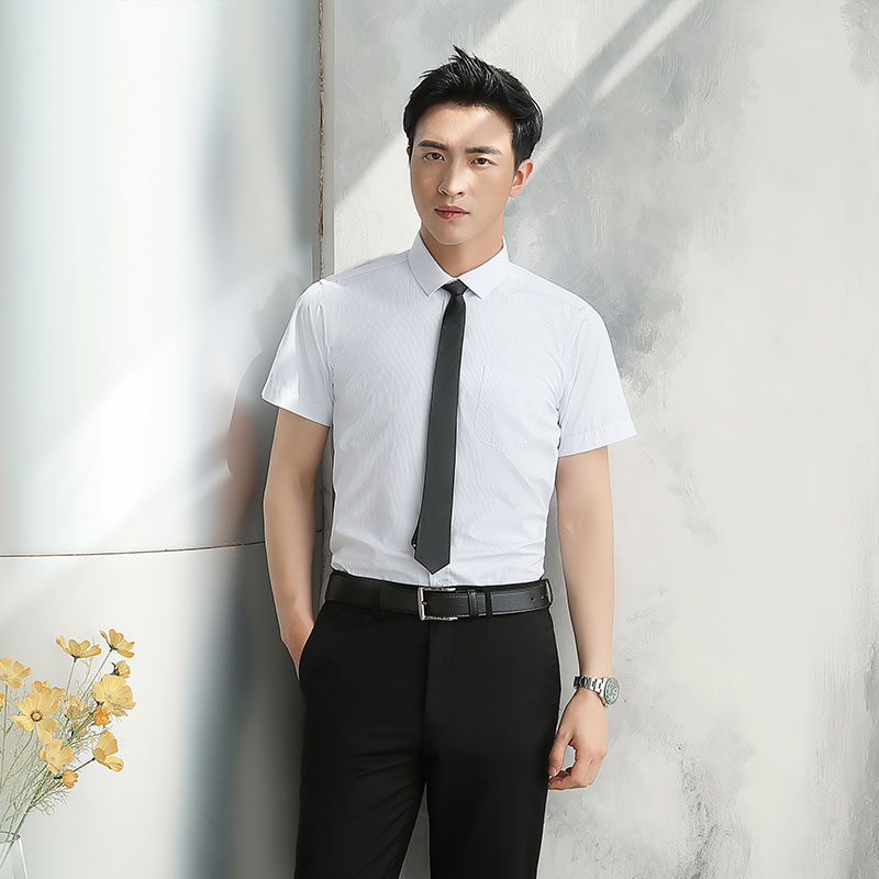 暗扣方领短袖衬衫（男）(图2)