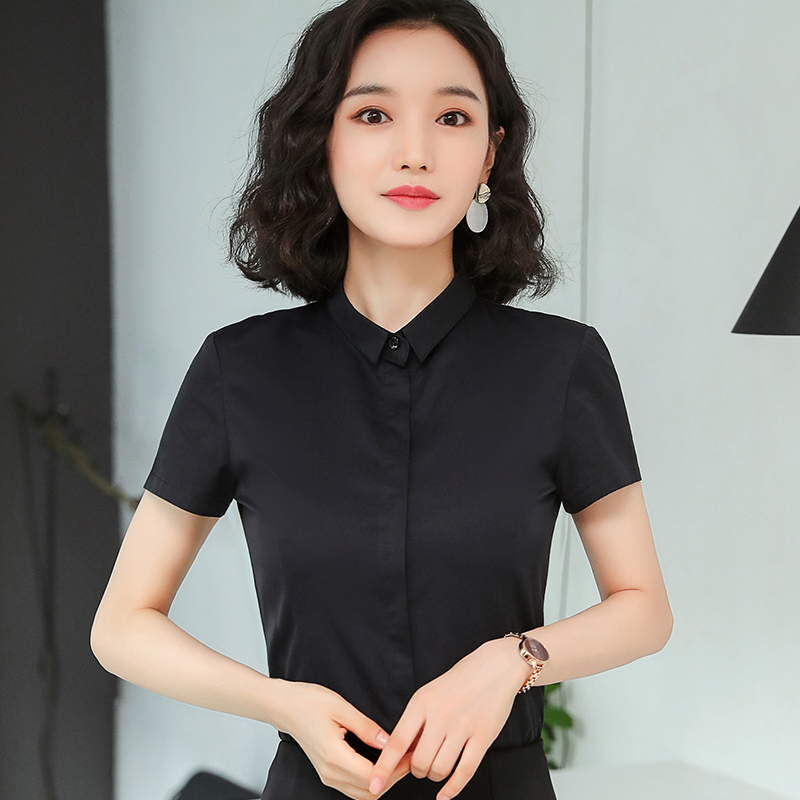 暗扣方领短袖衬衫（女）(图1)