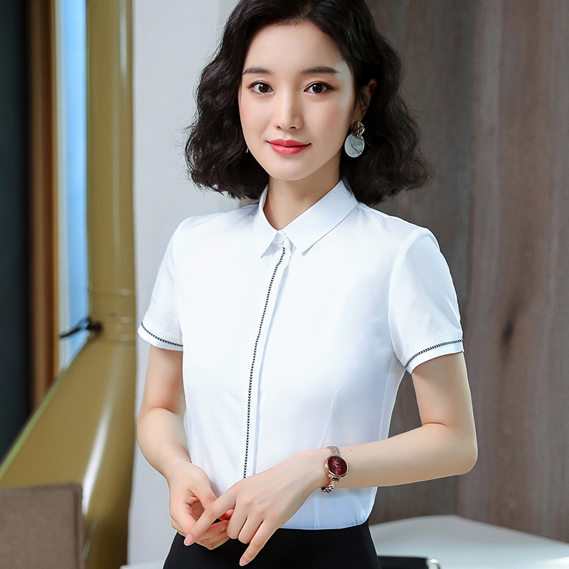 优雅职业方领短袖衬衫（女）(图2)