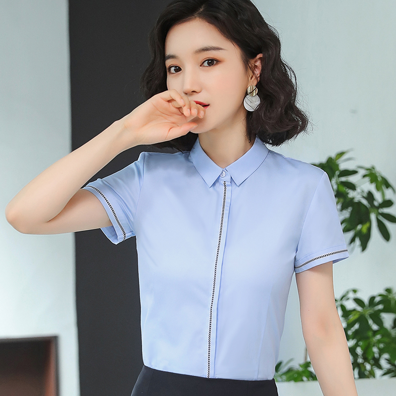 优雅职业方领短袖衬衫（女）(图1)