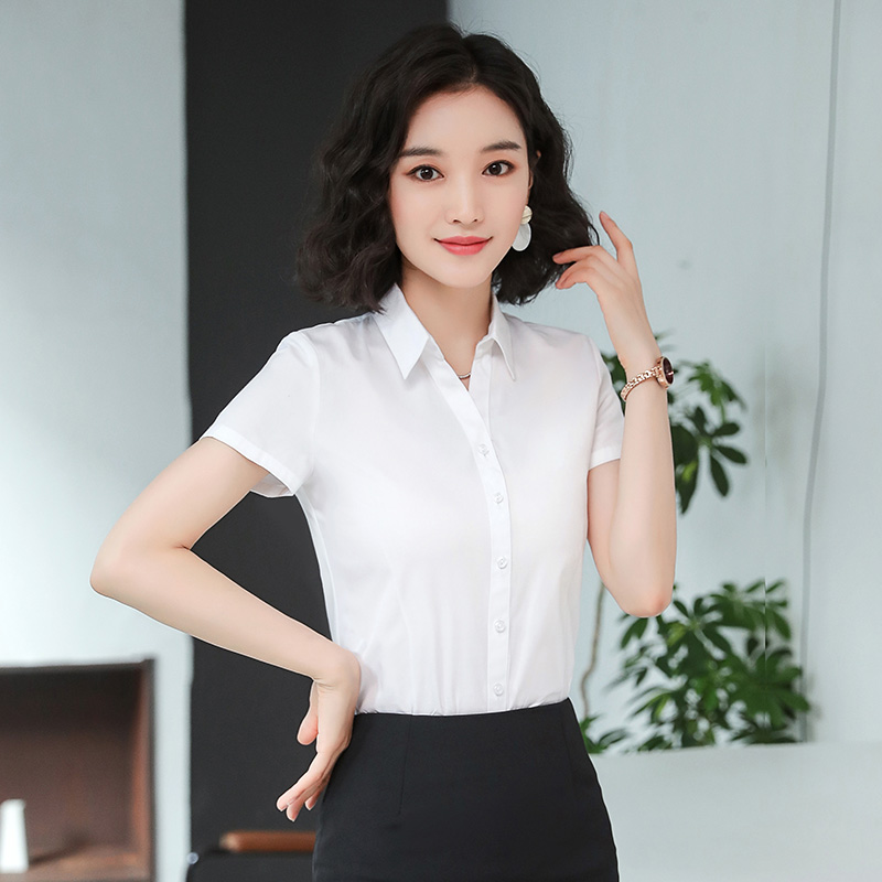 暗扣V领短袖衬衫（女）(图3)