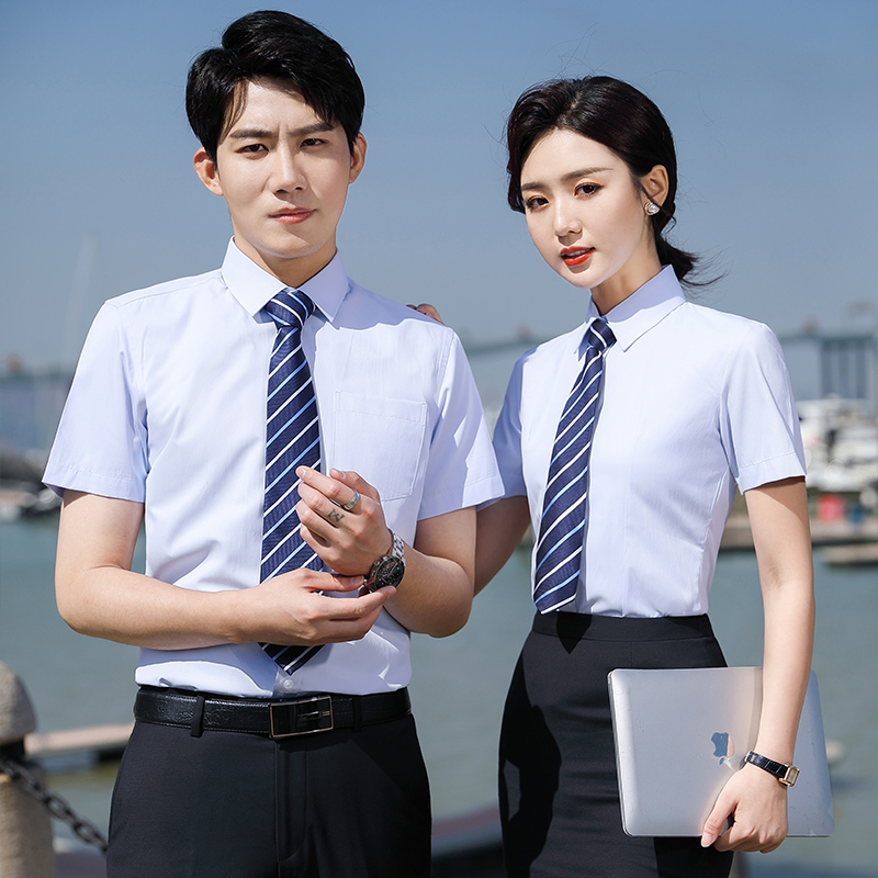 修身职业短袖衬衫（男+女）(图4)