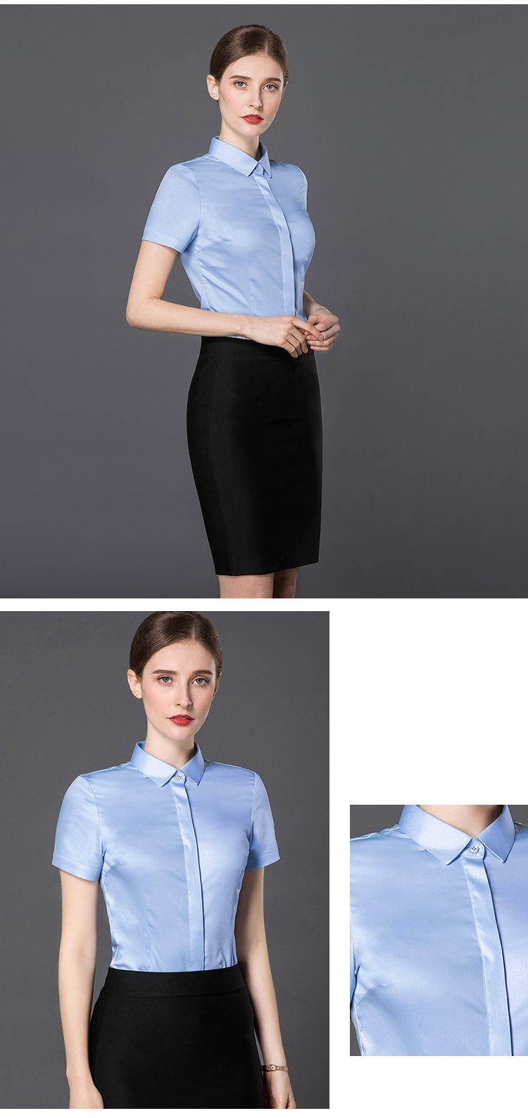 竹纤维职业短袖衬衫（男+女）(图6)