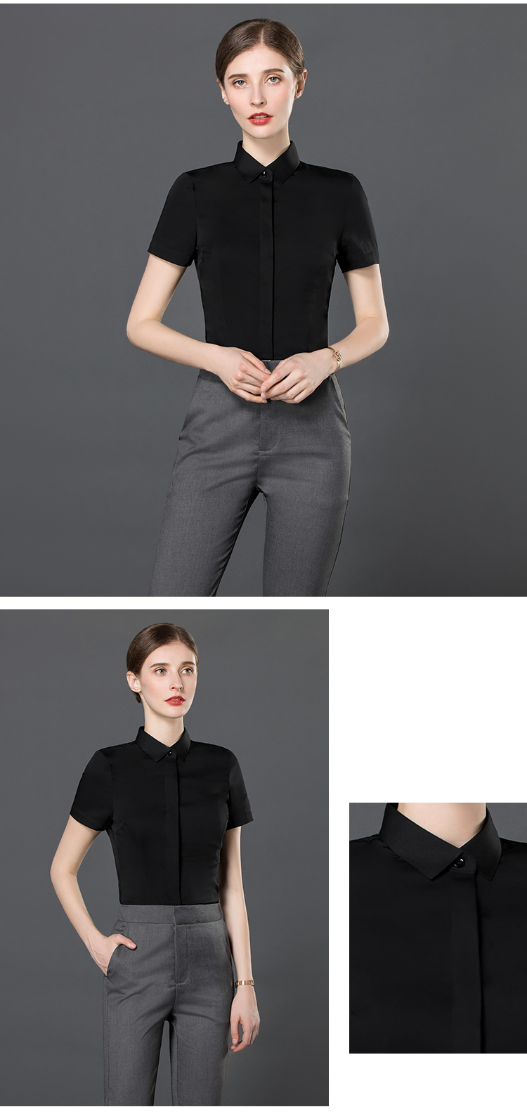 竹纤维职业短袖衬衫（男+女）(图6)