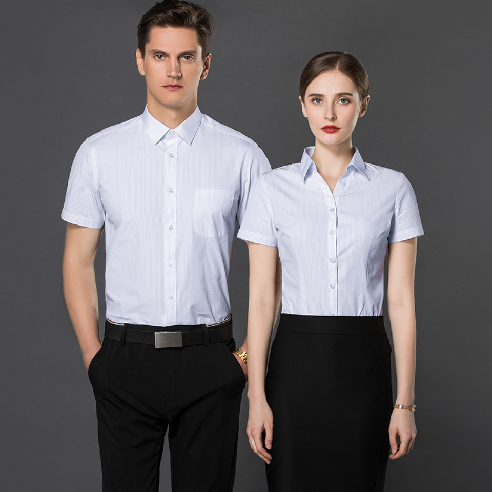 龙骨定型职业细条纹衬衫（男+女）