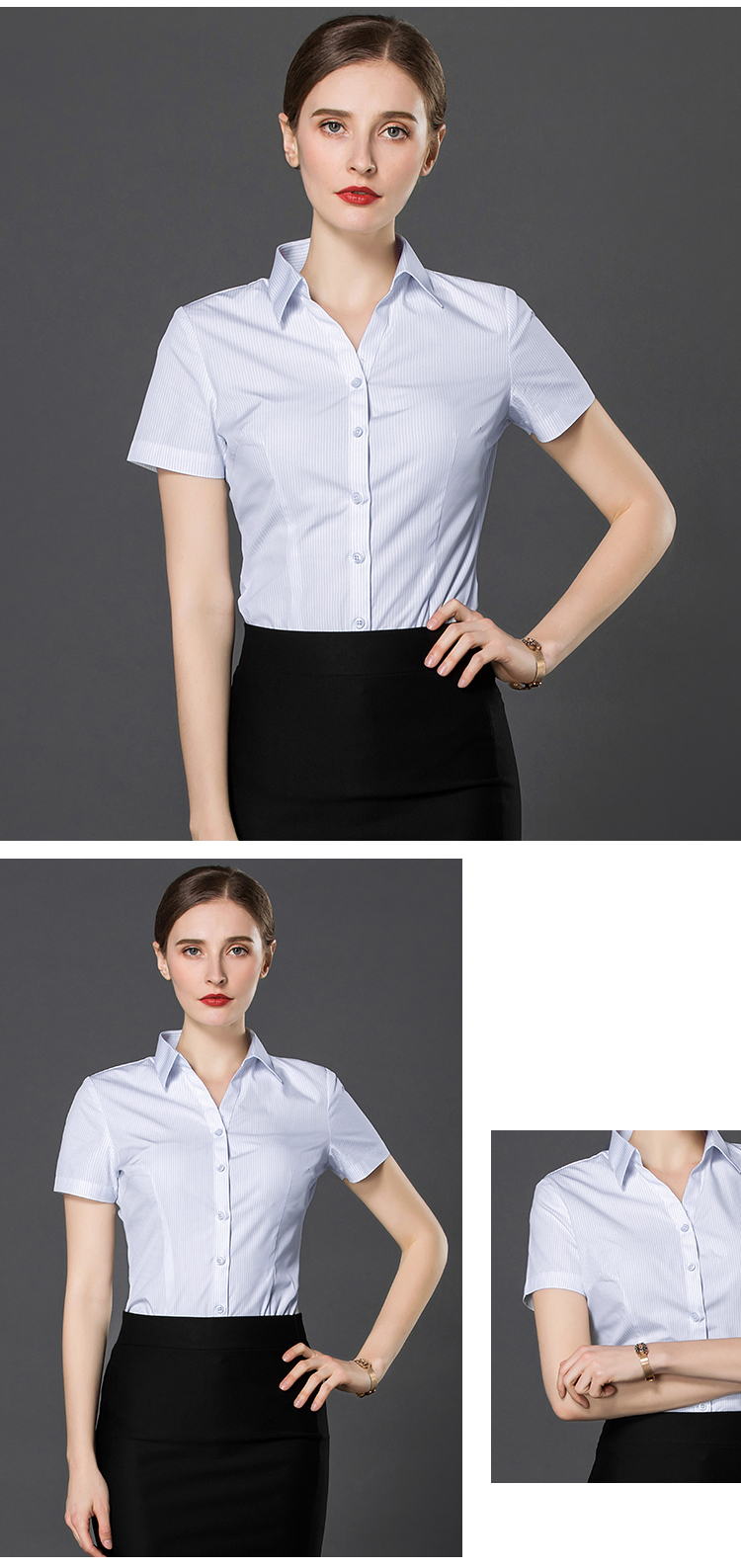 龙骨定型职业细条纹衬衫(男+女)(图6) 龙骨定型职业细条纹衬衫(男+女)(图6)