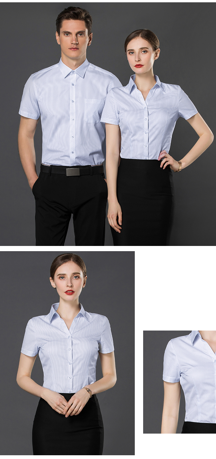 龙骨定型职业短袖衬衫（男+女）(图6)