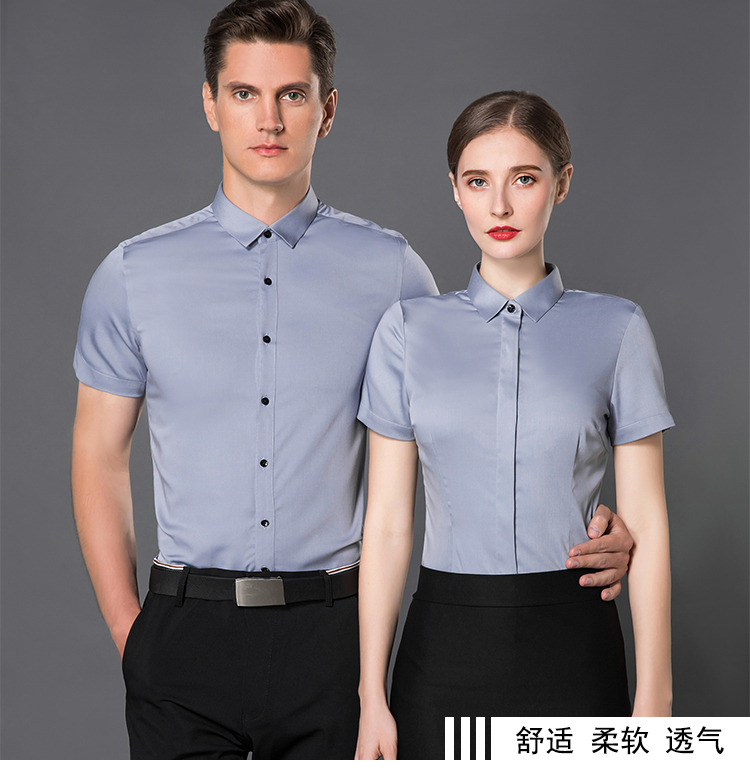 竹纤维职业短袖衬衫（男+女）(图2)