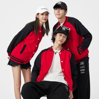 600克加厚插肩纽扣棒球服