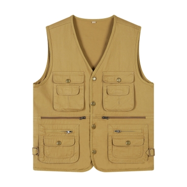 全棉铜扣款多兜马甲