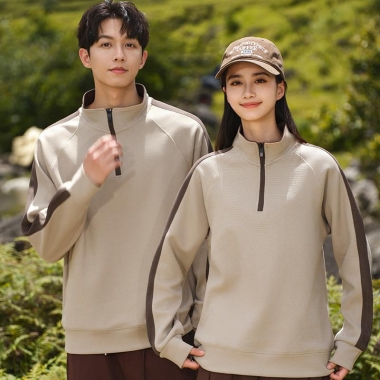 立领半拉薄款卫衣