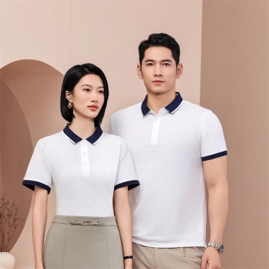 酷丝棉拼色领POLO衫