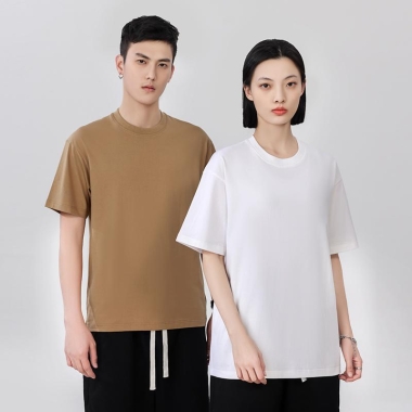 微落肩纯棉T恤