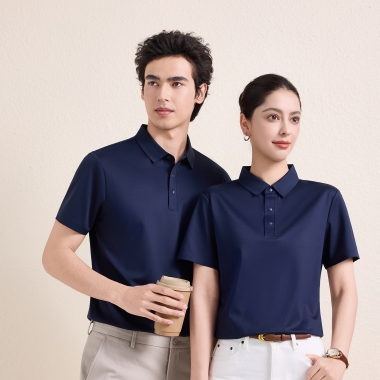锦纶蚕丝提花四合扣POLO